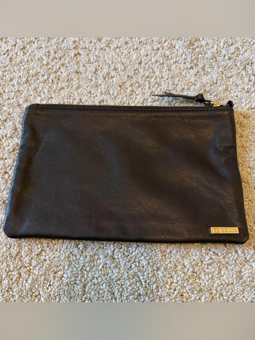 Gorjana Leather Jewelry Makeup Pouch Cosmetic Bag Gold Logo Travel Organizer